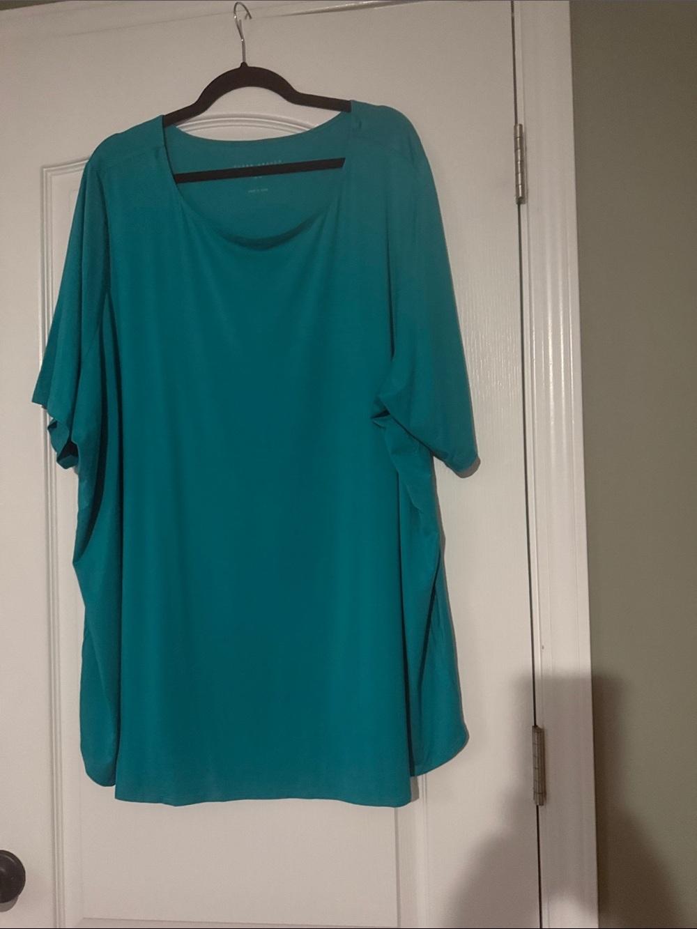 Susan Graver Weekend Essentials Women's Teal Short-Sleeve Blouse Size 4X